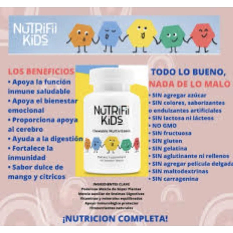 Multivitaminas Para Niños Nutrifii Kids 56 Tabletas