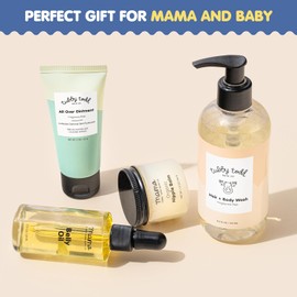 Tubby Todd New Baby & Mom Sensitive Skincare Kit - The Mama + Baby Gift Set - Baby Shampoo and Body Wash 8.5 Oz, All Over Ointment 2 Oz, Belly Oil 2 Fl Oz & Nipple Balm 1.9 Oz - Fragrance-Free