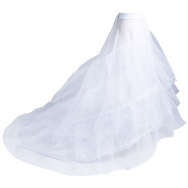 SISROL Mermaid Petticoat 3 Layers Crinoline Petticoat Underskirt Floor Length Party Dress Wedding Dress For Women White