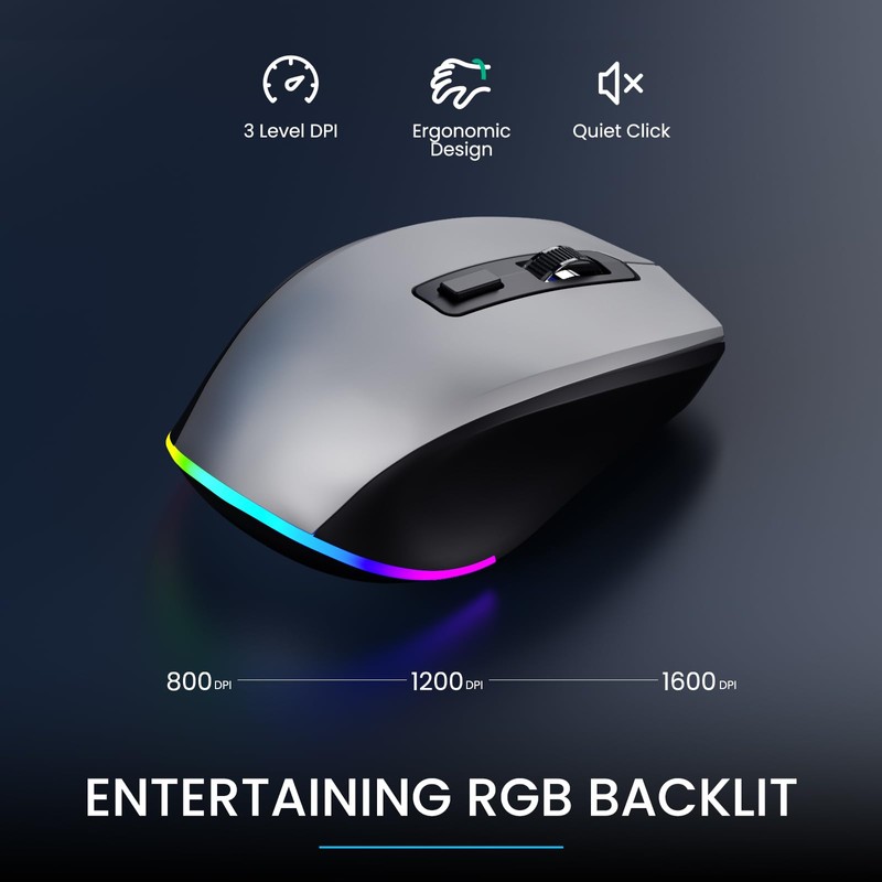 Silver Wireless Keyboard and Mouse Combo - Dual System RGB