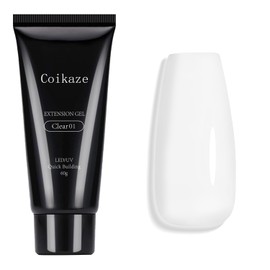 Coikaze Multi-functional Long Gel Nail Polygel, Large Capacity, 2.1 oz (60 g), No More Sticky Hands, 6 in 1 Clear Gel, Builder Gel, Nail Tip, Glue, 3D Nail Art, Long Lasting, For Beginners, UV/LED