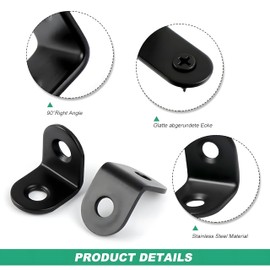 Winkel Winkelverbinder, 10 Stück Edelstahl Winkel, Winkel Metall 90 Grad mit 20 Stück Schrauben, Edelstahl L Klammern , für Möbel, Stuhl, Tisch, Fenster, Winkel Bracket (Schwarz, (25*25)MM)