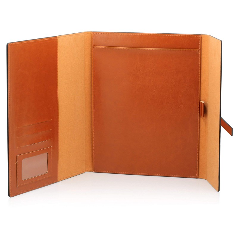 Gallaway Leather-Padfolio-Portfolio, Folder-Slim-Notebook, Note-Pad-Holder, Desk-Accessories, Brown