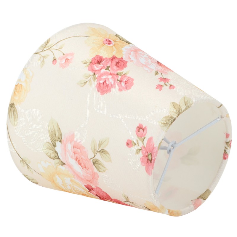 Cloth Lamp Shade Flower Pattern Clip On Bulb Lampshade for