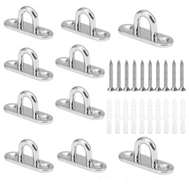 CYUaoao M5 Pad Eye Plate 304 Stainless Steel 45mm Oblong Pad Eye Plate Metal Staple Ring Hook Hardware with 2 Holes for Marine Hardware Staple Hook Loop Hanging Flower Pots & Fencing 10Pcs