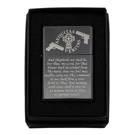 Gifts Infinity® Boondocks Saints Prayer Matt Black Finish Wind Proof Oil Lighter #2 (BK WH)