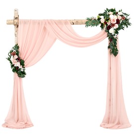 Wedding Arch Draping Fabric,2 Panels 28" x18ft Blush Pink Wedding Arch Drapes for Ceremony Sheer Chiffon Fabric Drapes Arbor Drapery Decorations for Reception Party