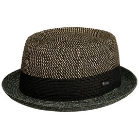 Lipodo Ennario Pork Pie Straw Hat - Hat - Classic Cut - Summer Hat with Braided Technology - Made in Italy - Men - Spring / Summer, charcoal