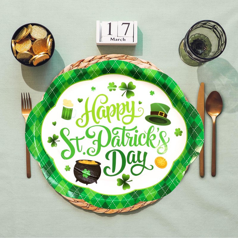 Fancy Land 30 Pcs St Patrick’s day Oval Paper Plates
