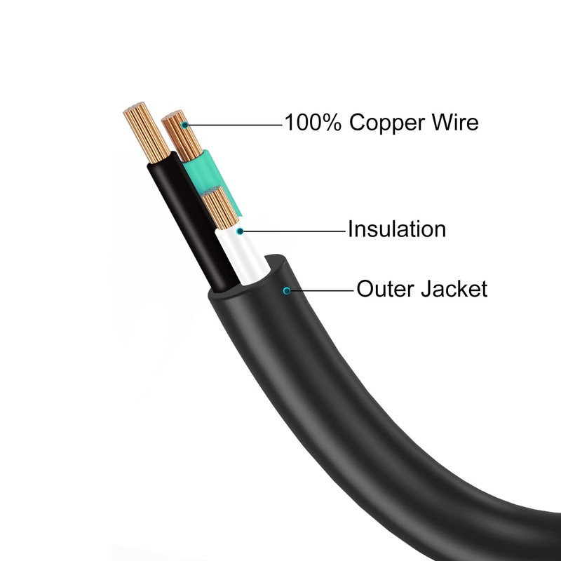 PowGrow Power Strip, 14AWG NEMA 6-15P 10ft Long Power Extension