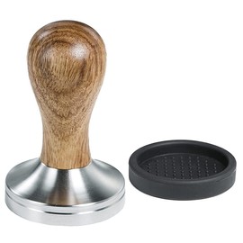 Ezebesta 51mm Coffee Tamper Espresso Press with Tamper Mat 51 Tamper with 304 Stainless Steel Base Wooden Handle Barista Espresso Machines Accessory