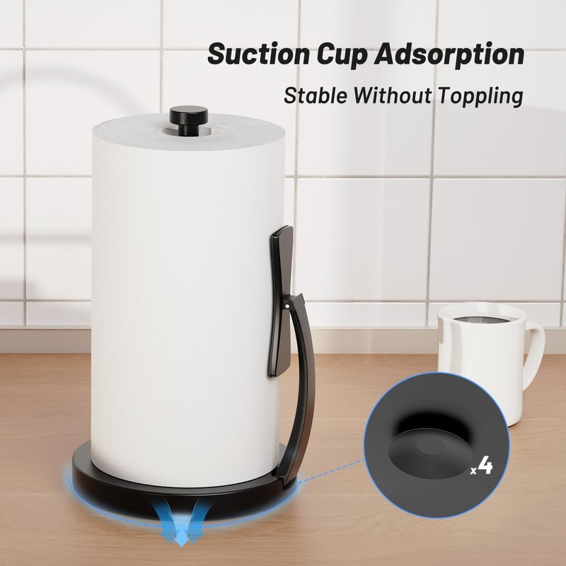 VEHHE Paper Towel Holder Countertop, Black Paper Towel Holder with