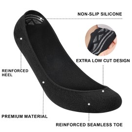 No Show Socks Women, Ladies Invisible Socks Multipack Cotton Footsies Shoe Socks 3-5, Low Cut Liner Boat Loafer Socks for Summer Black Nude Grey 5 Pairs