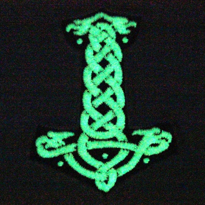 Mjolnir Nordic Thor's Hammer Glow in the Dark Iron/Sewn Embroidery
