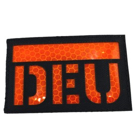 DEU Germany Reflective Camouflage Tactical Airsoft Paintball Laser Cut Patch (Black with Orange Reflector)