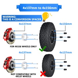 Wsays 4pcs 4x137 to 4x156 UTV ATV 1" Wheel Spacer Adapter Compatible with Can Am Commander 1000 11-17 Fit Fit Defender HD5/8/9/10 16-24 Fit Kawasaki Mule 600/610 05-16 Fit Honda Pioneer 1000 16-24