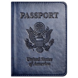 Passport and Vaccine Card Holder Combo, Passport Holder with Vaccine Card Slot, Passport Wallet, Passport Cover, Passport Case, Passport Holder for Women and Men(AB-Dark blue)