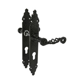 Amig - Door Handle | Zamak Steel Plate | Electric Door Latch | Antique Design | Robust & Durable | Suitable for Mortise Lock Backset 30 mm | Vintage Hinges Black Model PB72, Model Pb72