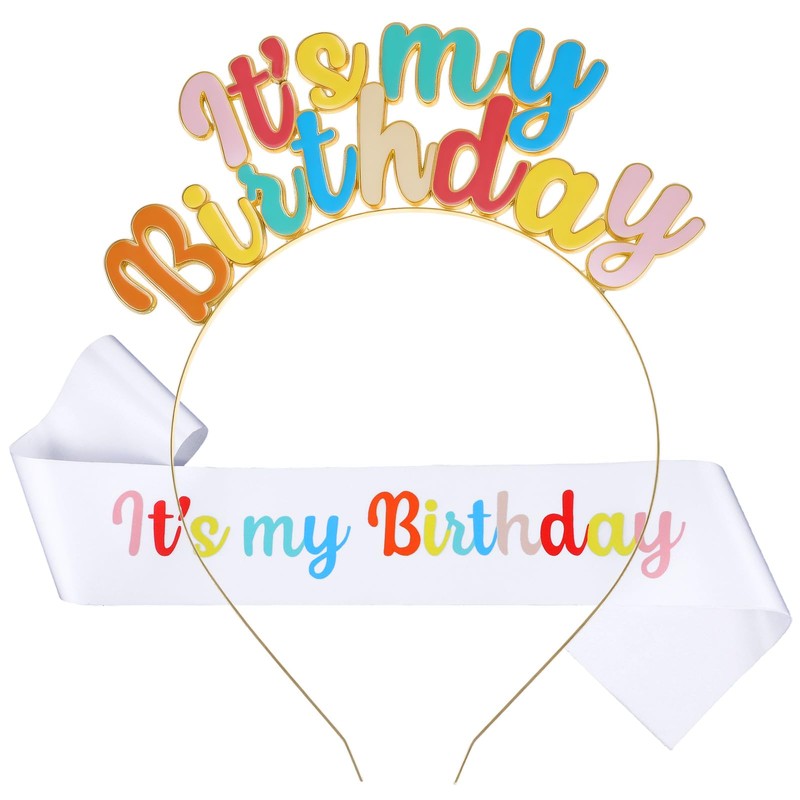 WLLHYF Birthday Sash and Crown Set for Women Girl Glitter