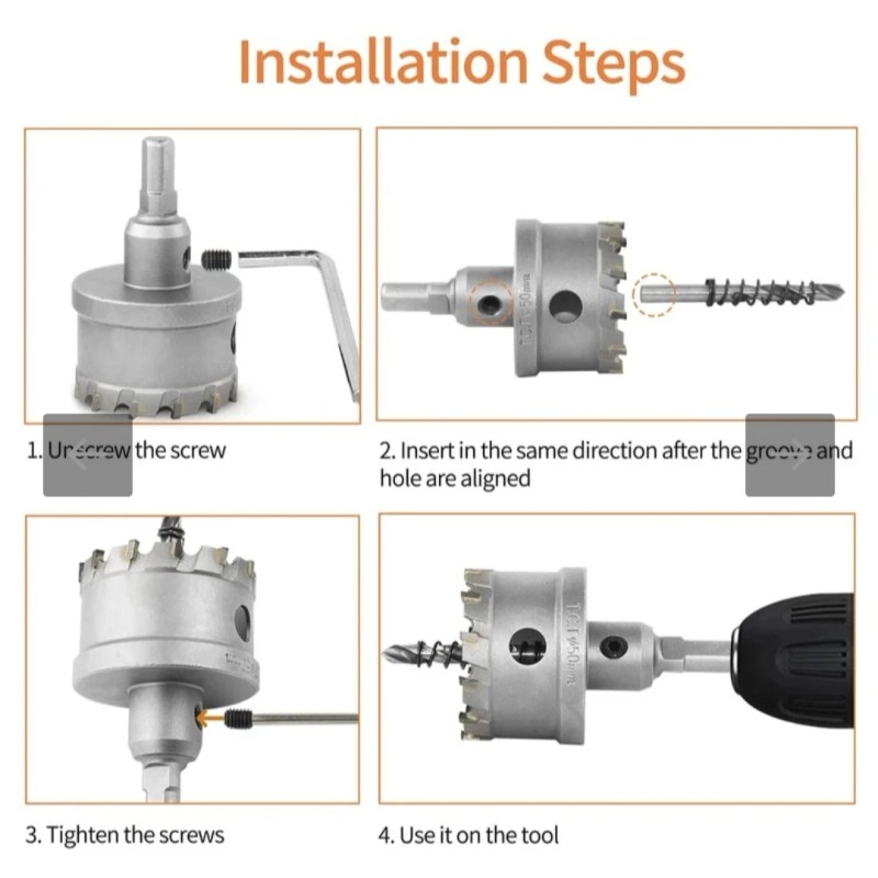 Meccion TCT Carbide Hole Saw Drill Bit 100mm 3-15-16" Heavy
