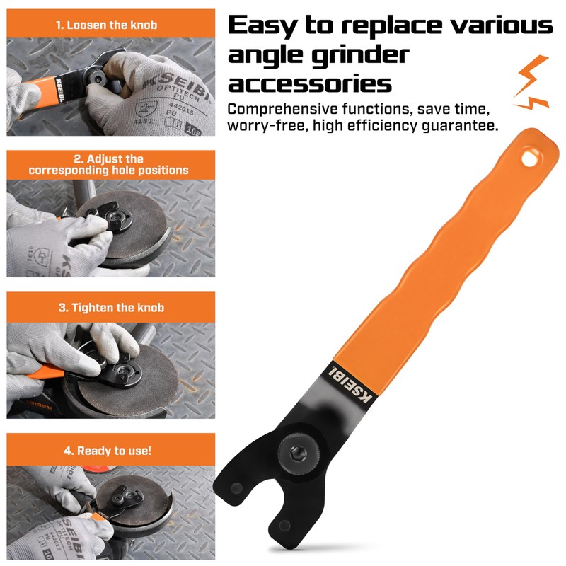 KSEIBI 689048 Universal Adjustable Pin Angle Grinder Wrench for Flange