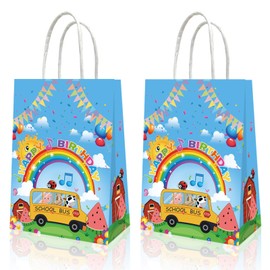 YOOUUQIAN 20PCS Cartoon Melon Birthday Party Supplies,Kid Party Decorations School Busgift bags,candy boxes,Boys and Girls Candy Bags for Birthday Party