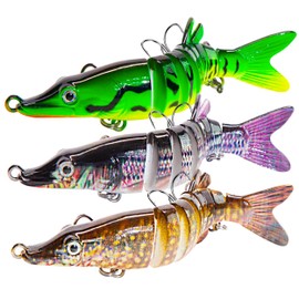 AmazingRose Fishing Lures for Freshwater and Saltwater, Lifelike Swimbait for Bass Trout Crappie Walleye Pike, Slow Sinking Bass Fishing Lure,Family Fishing Gear Plugs,3pcs(12.2cm-18.6g)