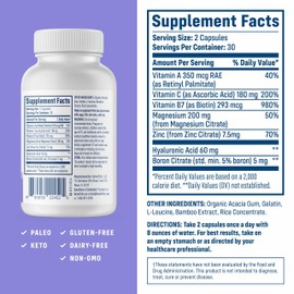 NativePath Collagen Care+, 5 Vitamin Blend with Hyaluronic Acid and Boron That Supports Collagen for Men and Women, 60 Capsules