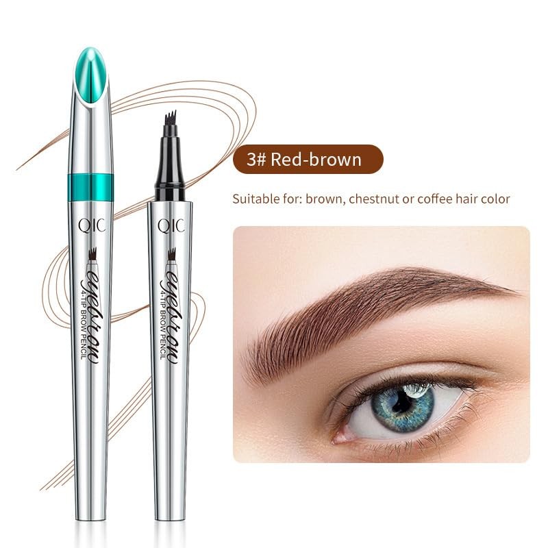 LALASTYLE 2PCS Eyebrow Pencil,Magic Eyebrow Pencil with 4 Fork Tip,Microblading