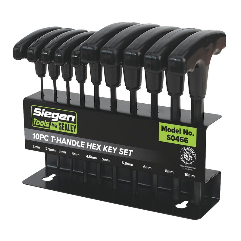 Siegen by Sealey 10pc T-Handle Allen Key Hex Set -