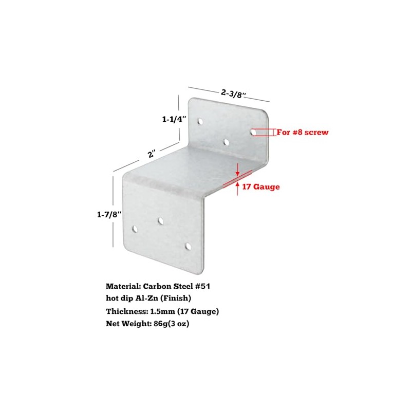 GBGS 10 Pcs Z Brackets,Length 2",Double Angle Clip Bracket for