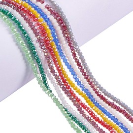 PandaHall 10 Farben Elektroplatte Glasperlen Stränge AB Farbe überzogene Glasperlen aus facettierten Rondelle Kristallperlen Stränge für Handwerk DIY Armbänder Perlen Schmuck Herstellung Zubehör