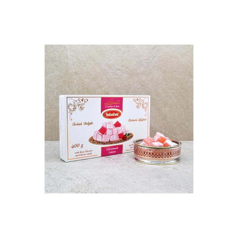 Sebahat Turkish Delight Lokum in Gift Box (Rose Flavour, 400g)