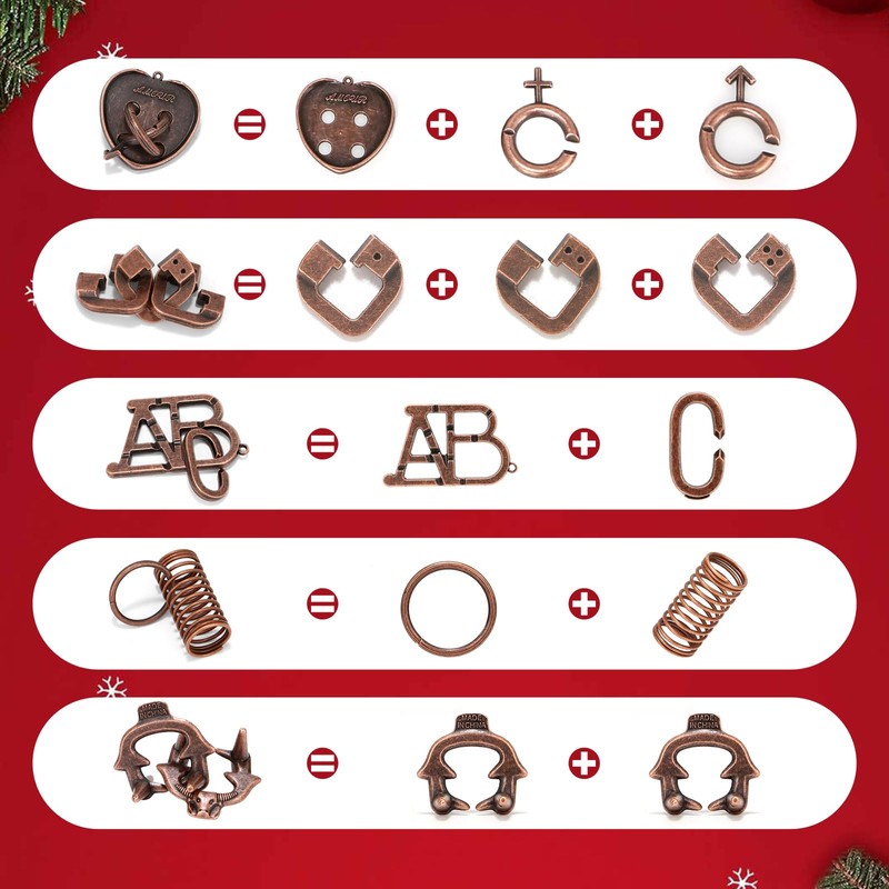 24 Pcs Brain Teaser Puzzles for Adults - Metal Puzzles