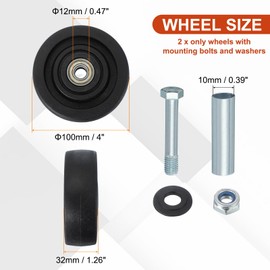 sourcing map 4 Inch Push Cart Wheel Replacement, 2Pcs Nylon Shelf Plate Caster Wheels Bearings Repair Kits High-temperature Resistance Up to 243 lbs Wheel Only for Trailer Platform Trucks Black