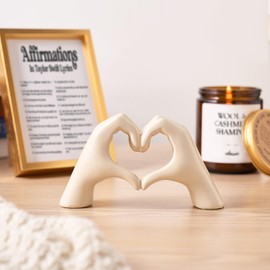 IKISTO Heart Hands Sculpture Decor for Bedroom Living Room Bookshelf, Aesthetic Love Statues Accents Home Office Apartment Farmhouse Desk Table Decoration