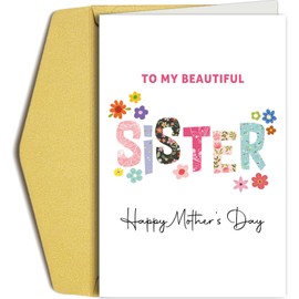 Oamiolek Floral Mother's Day Card for Sister, Sweet Sister Mothers Day Card, Mother's Day Gifts from Brother Sister, Happy Mother's Day to My Beautiful Sister Card