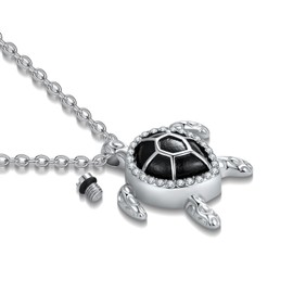 MiWangLing Sea Turtle Cremation Jewelry for Ashes Tortoise Stainless Steel Urn Necklace Ash Holder for Women Men
