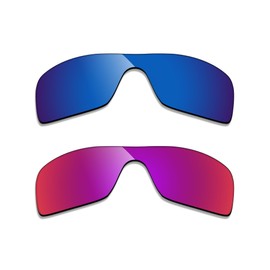 Alphax 2 Pair Polarized Replacement Lenses for Oakley Batwolf OO9101 Sunglasses- Deep Water+Midnight Sun