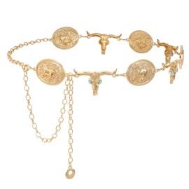 XZQTIVE Western Concho Belt for Women Silver Gold Chain Belt Cowgirl Belt for Dresses Jeans Country Concert Outfit