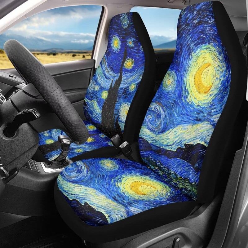 LACIYISON Starry Night Pattern Thicker Car Seat Covers Comfortable Cozy