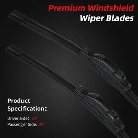 OTUAYAUTO Premium Windshield Wiper Blades - Replacement for Ford F150 99-08, Expedition 99-06, Explorer 05-10, Mustang 99-04, U Hook Front Window Wiper Blades - 20"+20" (Pack of 2)