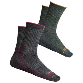 vitsocks Men's Merino Wool HIKING WALKING Boot Socks Thick Anti Blister Breathable Warm, 2-pack: olive grey, 9-11.5