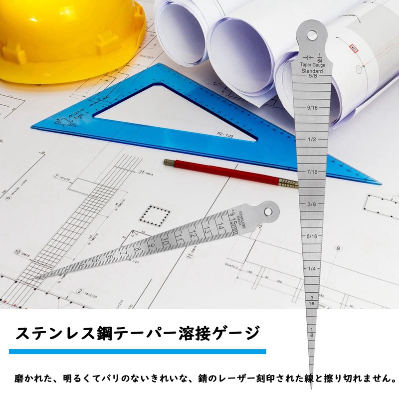 Bestgle Taper Gauge Gap Gauge Stainless Steel Welding Taper Feeler