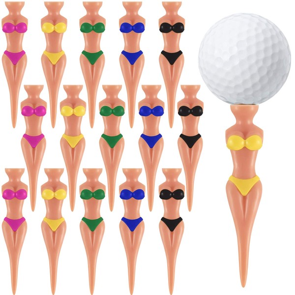 Skylety Funny Golf Tees Lady Bikini Girl Golf Tees, 76 mm/ 3 Inch Plastic Pin up Golf Tees, Home Women Golf Tees for Golf Training Accessories Uncle Father Present Men Gift Bachelor Party (15)