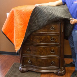 Forearm Forklift FFBMB Full Size Heavy Weight Quilted Moving Blanket (84 lb/dz), 72" x 80", Blaze Orange/Black