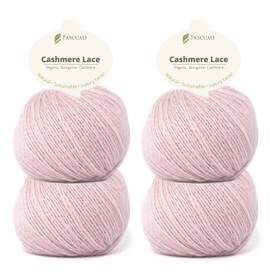 PASCUALI Organic Cashmere Lace Knitting Wool 100% Cashmere Wool for Knitting and Crocheting, Set: 4 Balls - 100 g - Colour: Rose Quartz 10