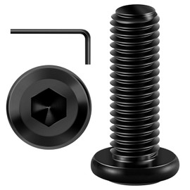 Wavanta 20Pcs M8 Bolts, M8 x 25mm Flat Head Hex Socket Cap Screws Bolts, 304 Stainless Steel Furniture Bolt Full Thread, Black Oxide, with Hex Key