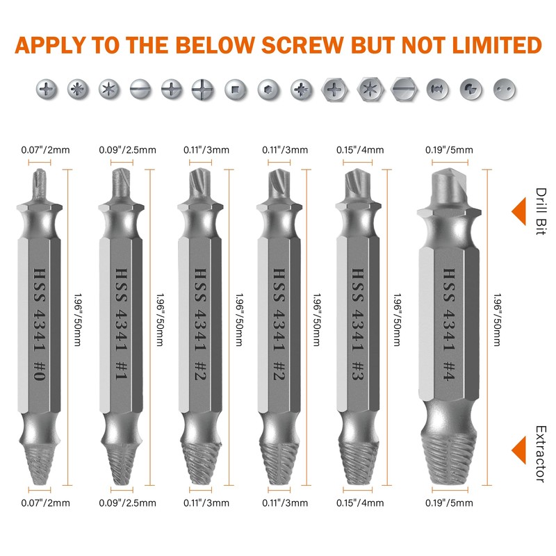 KENDO Damaged Screw Extractor Set - Remover for Stripped Screws