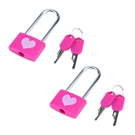 Dnyta 2 Packs Keyed Padlocks Long Shackle Padlock with Keys Cute Padlock Decorative Locks -Pink